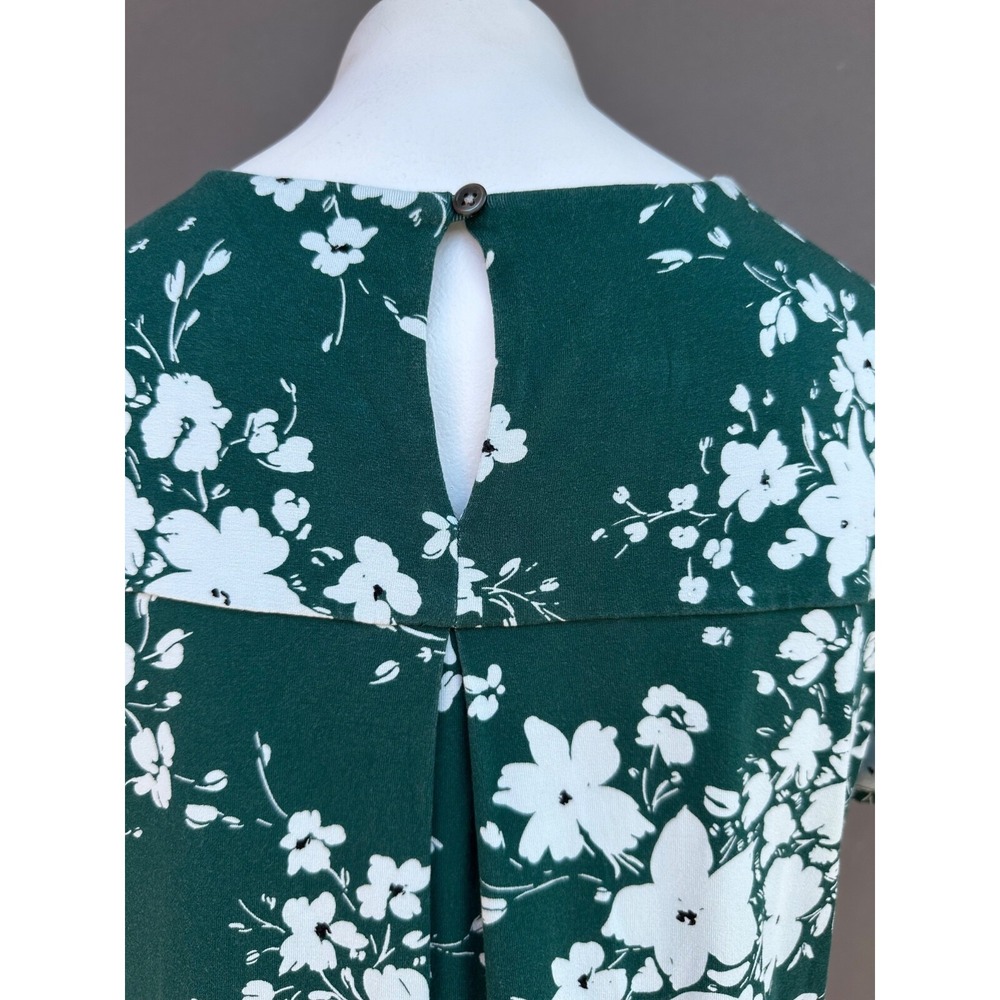 J Jill Wearever Dress MP Green Floral T-Shirt Knee Length Stretch Cottagecore - Picture 6 of 13